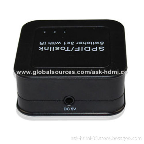SPDIF/To-slink Digital Optical Audio 3x1 Switch, Factory Supply with Best Price, Installs in Minutes